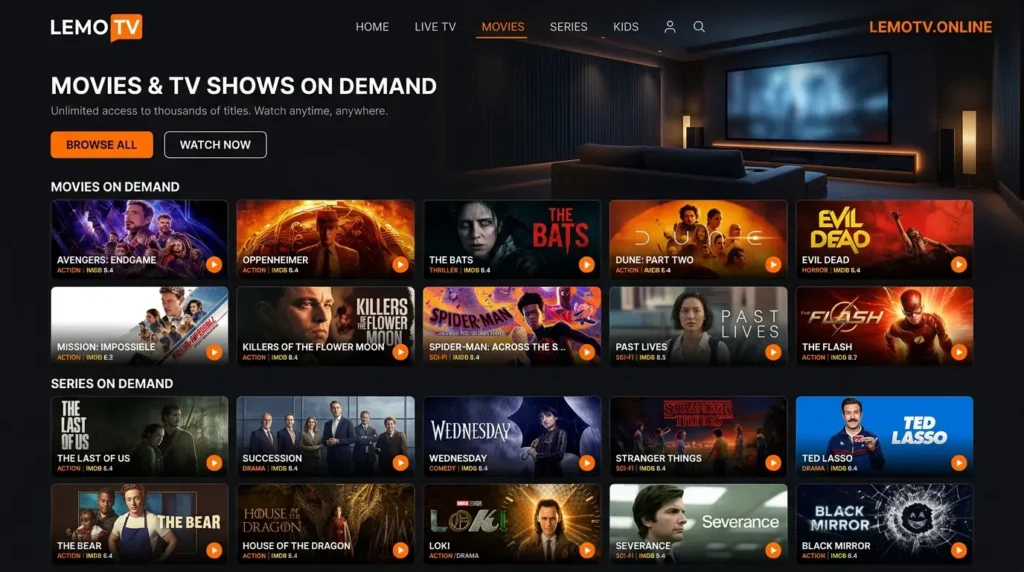 Lemotv Stream 22,000+ Live Channels in 4K — Anytime, Anywhere